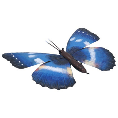 Large Metal 3D Blue Butterfly Garden/Home Wall Art Ornament 5x24x32cm
