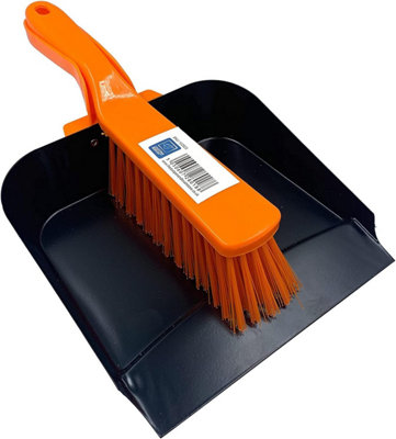 Large Metal Dustpan and Synthetic Soft Hand Brush Set