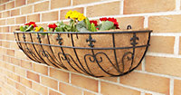 Large Metal Garden Window Box Wall Mounted Trough Planter Fleur de lys 90cm
