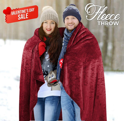 Large Mink Fleece Blanket King Size Red Sofa Bed Throw Warm Travel Blankets