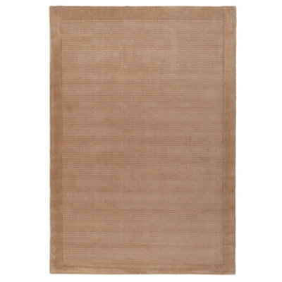 Large Modern Bordered Beige Soft Textured Bedroom Rug 190cm x 280cm