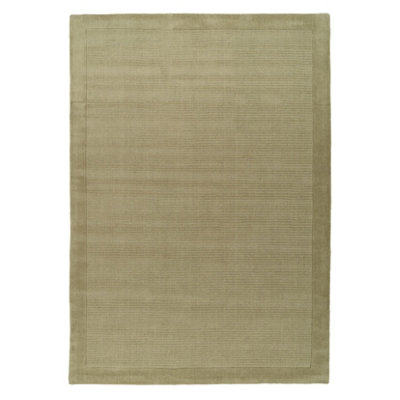 Large Modern Bordered Green Soft Textured Bedroom Rug 190cm x 280cm