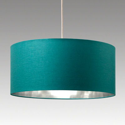 Large Modern Cylinder Ceiling Pendant/Table Lampshade Drum Light in Teal