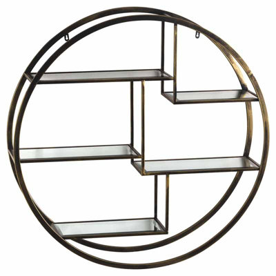 Large Multi Shelf - Glass/Metal - L22 x W92 x H92 cm - Antique Brass