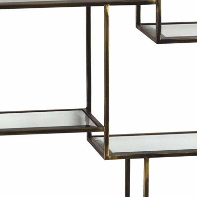 Large Multi Shelf - Glass/Metal - L22 x W92 x H92 cm - Antique Brass