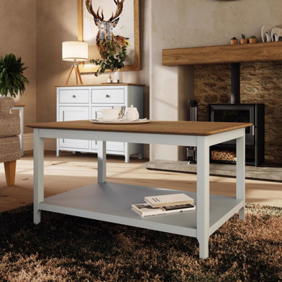 Cream and oak store coffee table