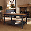 Large Oak Coffee Table With Storage Shelf - Graphite Blue