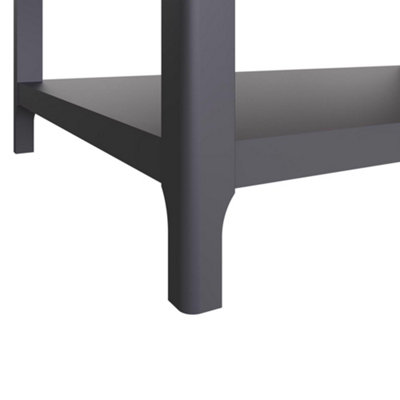 Large Oak Coffee Table With Storage Shelf - Graphite Blue