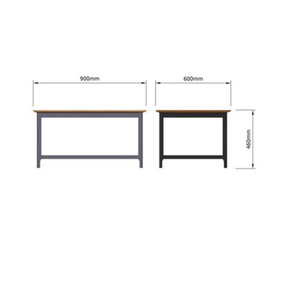Large Oak Coffee Table With Storage Shelf - Graphite Blue