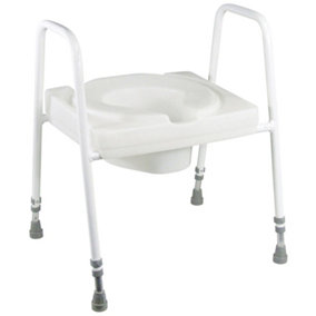Large One Piece Toilet Seat and Frame - Height Adjustable - 190kg Weight Limit