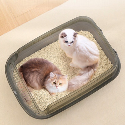 Large Open Cat Litter Tray Deep High-Sided Litter Box for Cats