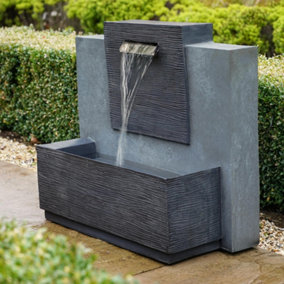 Large Outdoor Contemporary Water Feature - Polyresin - H71 x W34 x D80 cm - Cement