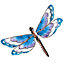 Large Outdoor Metal Dragonfly Blue & Purple Garden Wall Art Colourful Glass Decoration