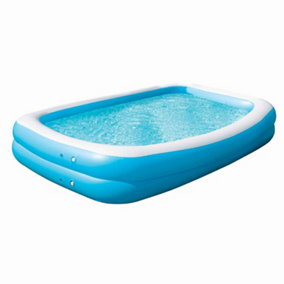 Large Paddling Pool Inflatable - 2.6m Jumbo Family Pool, Blue