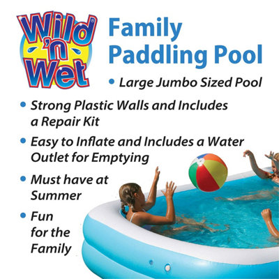 Large Paddling Pool Inflatable 2. 6m Jumbo Family Pool, Blue