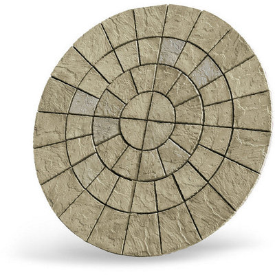 Large Patio Circle Kit 'The Gawsworth' Weathered York 2.56m Diameter DIY at B&Q