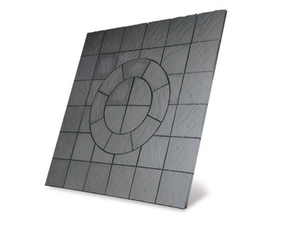Large Paving Circle With Squaring Off Kit "The Alderley" Welsh Slate 7.29m2