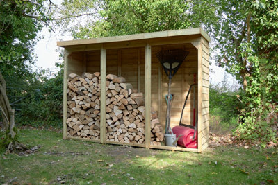 Large Pent Wooden Overlap Log Store (2.7m x 0.9m)
