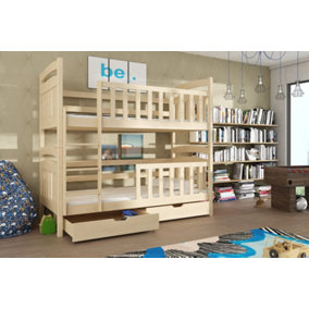 Large Pine Seb Wooden Bunk Bed for Kids (H)1710mm (W)1980mm (D)980mm with Efficient Storage
