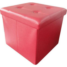 Large Pink Single Ottoman Stool Faux Leather Folding Seat Chest Folding Storage Box