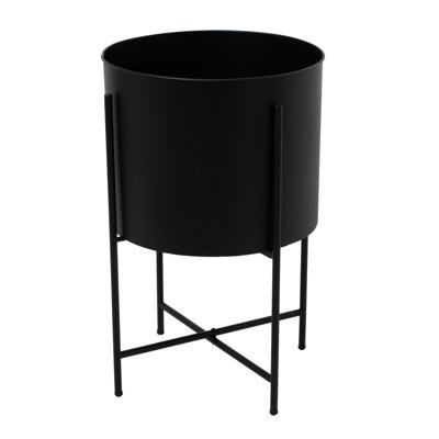 Large Planter on Frame - Metal - L40 x W40 x H60 cm - Matt Black