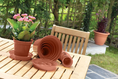 Large Plastic Plant Pot 17.8cm 7 Inch Cultivation Pot Terracotta Colour