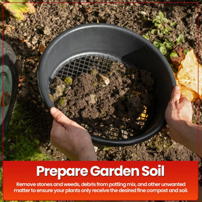 Large Plastic Round Garden Sieve With Mesh Sifter - 8