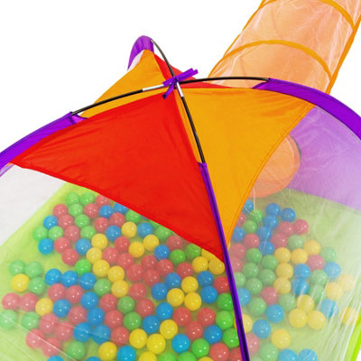 Large play tent with tunnel + 200 balls for kids - colourful