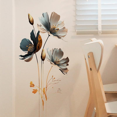 Large Poppy Flower Wall Stickers Living Bedroom Decor Wall Art Viyl ...