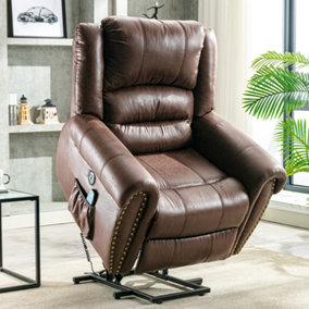 Large Power Lift Recliner Chair with Massage and Heat Faux Leather Reclining Chairs with 2 Sides USB Ports