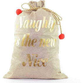 Large Premium Hessian Santa Sack Brown Stocking Bag Naughty Is The New Nice Christmas Accessories Xmas Christmas Gifts Bag 72x50cm