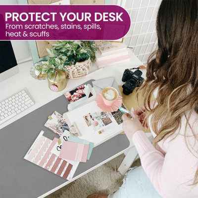 Large PVC Desk Mat Double Sided - Black/Grey - 6