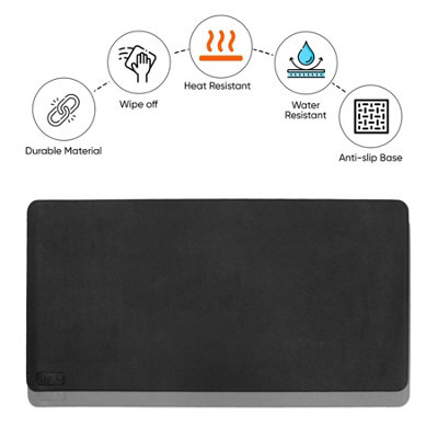 Large PVC Desk Mat Double Sided - Black/Grey - 9