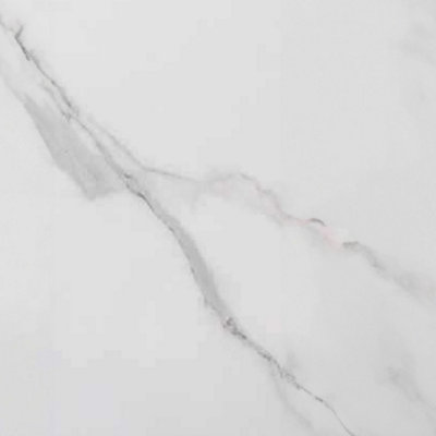 Large PVC WidePanel Carrara White Marble Gloss Tongue & Groove Waterproof Shower Wall Panel (H)2400mm (W)1000mm