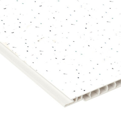 Large PVC WidePanel White Sparkle Tongue & Groove Waterproof Shower ...