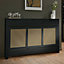 Large Radiator Cover with Drawers and Rattan Panels in Black