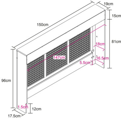 Large Radiator Cover with Drawers and Rattan Panels in Black - 6