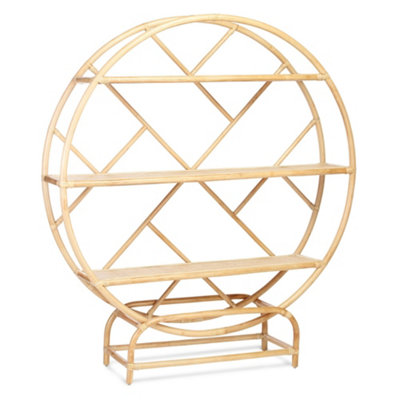 Large Rattan Bookshelf Etagere Freestanding Bookstand Display Shelves H168cm x W150cm x D41cm
