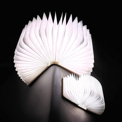 Large Rechargeable Book-Shaped LED Lamp - Novelty Folding Light for Table, Desk, Shelf or Bedside - L21.5 x W17.5 x D2.5 Folded