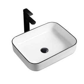 Large Rectangle Cloakroom/Bathroom Ceramic Hand Wash Basin Countertop Modern
