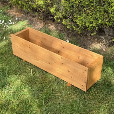 Large Rectangle Wooden Garden Trough Planter (90cm)