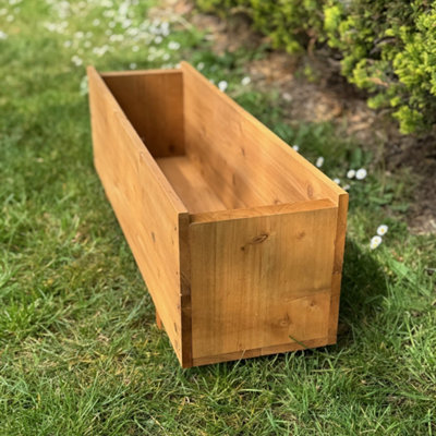 Large Rectangle Wooden Garden Trough Planter (90cm)