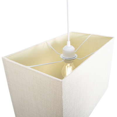Large Rectangular Cream Linen Fabric Lamp Shade for Table and Floor Lamp Bases