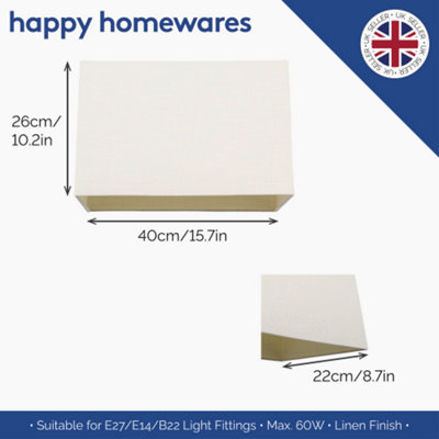 Large Rectangular Cream Linen Fabric Lamp Shade for Table and Floor Lamp Bases