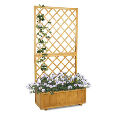 Large Rectangular Garden Trellis Planter Wooden Planter