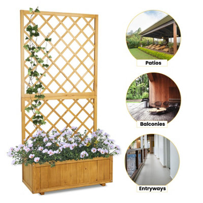 Large Rectangular Garden Trellis Planter Wooden Planter - 5