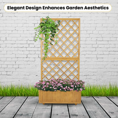 Large Rectangular Garden Trellis Planter Wooden Planter - 6