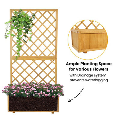 Large Rectangular Garden Trellis Planter Wooden Planter - 8