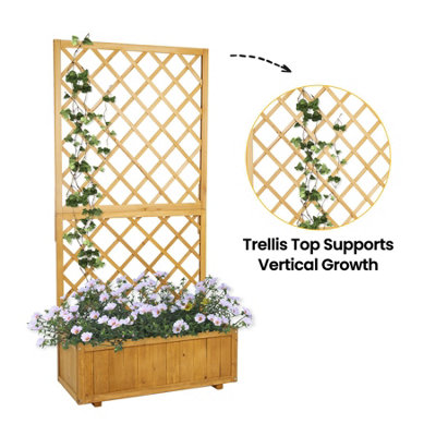 Large Rectangular Garden Trellis Planter Wooden Planter - 9