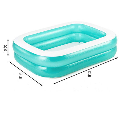 Large Rectangular Inflatable Family Paddling Pool - 79x59x20in Garden Pool